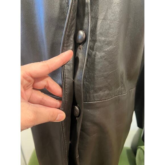 Bettina Rizzi Buenos Aires Brown Soft Long Leather Minimalist Jacket size S/M - Picture 9 of 15